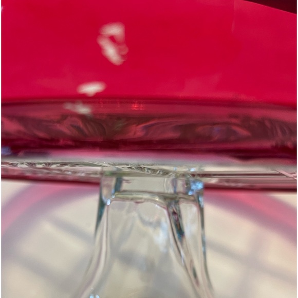 VINTAGE INDIANA GLASS RUBY RED PEDESTAL CAKE PLATE/SERVING PLATTER - Picture 8 of 9